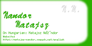 nandor matajsz business card